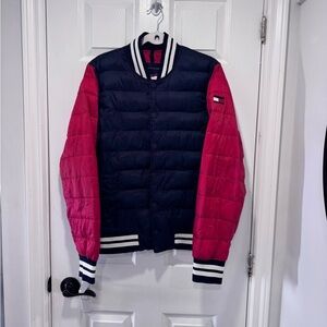 Tommy Hilfiger Men's Blue and Red Varsity Jacket